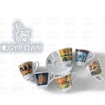 I.P.A. Egyptian Collection Espresso Cups & Saucers (Set of 6)